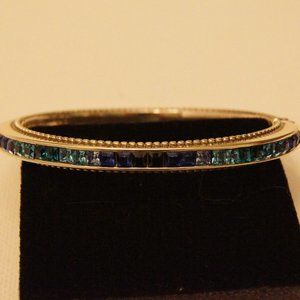 Brighton Hinged Blue Bracelet (Swarovski Crystals/Silver Plated) Rare Find
